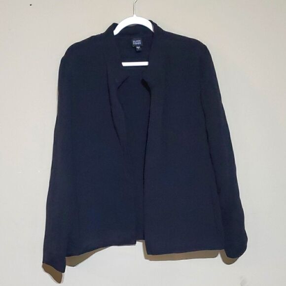 EILEEN FISHER Black Open Front Jacket - Size Large - Picture 1 of 7